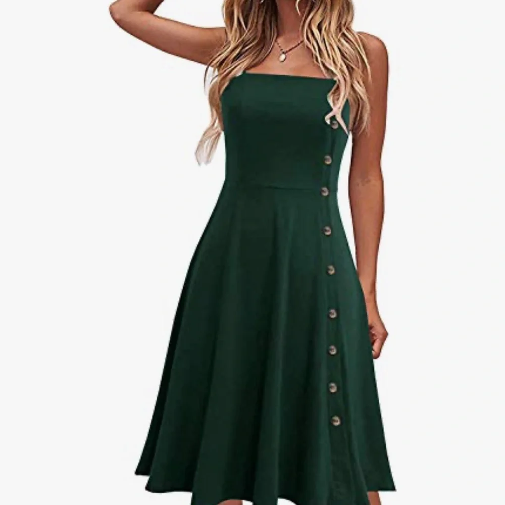 NWT Women’s Liyinxi Dark Green Button-Down Dress Size S - Picture 1 of 9